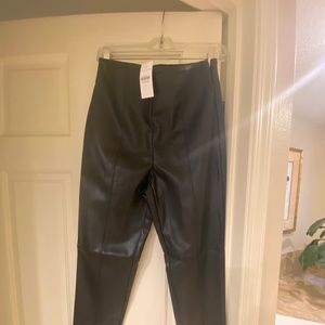 Black faux leather pants